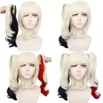 Парики из аниме для Хэллоуина, парики для косплея, костюмы в стиле Peluca, вьющиеся синтетические хвостики, термостойкие волосы, реквизит для вечеринки на Хэллоуин One Size красный