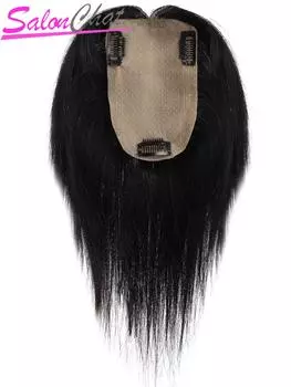 Парики из натуральных человеческих волос ручной работы с имитацией кожи головы, парик на макушке, цельные накладные волосы на клипсах