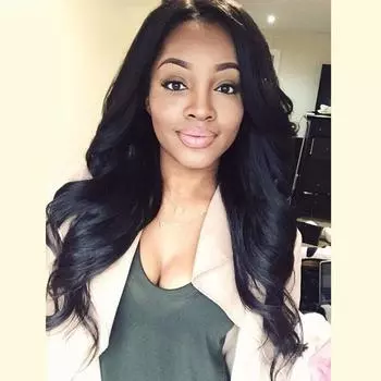 Парики из термостойкого волокна Anogol Natural Hairline без клея для женщин Swiss Long Black 1 # Body W