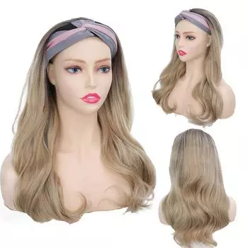 Парики с повязкой на голову для женщин, длинные синтетические волнистые натуральные парики с повязкой на голову, парик для наращивания волос