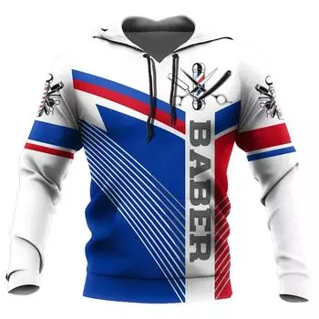 Парикмахерская Графический толстовки с капюшоном 3D-принт Модная униформа 2024 Толстовки мужские свободные с длинными рукавами Пуловеры Топы Повседневные S