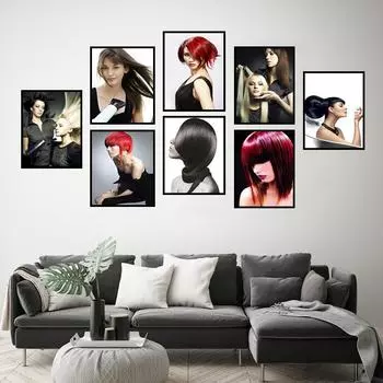 Парикмахерская, новая прическа, салон красоты, фотографии, настенный декор, живопись, дизайн волос, модный постер для волос и принты HD0987 21x30cm no frame
