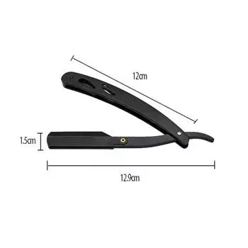 Парикмахерская опасная бритва для салона красоты, бритва с прямым лезвием, ручная бритва с щеточкой для уборки волос на шее и 10 лезвиями с двойным лезвием чёрный