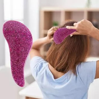 Парикмахерская расческа, гладкая вьющаяся расческа, антистатический блеск, портативная блестящая массажная расческа со звездами, инструмент для укладки, поставка для салона чёрный
