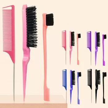 Парикмахерская расческа-хвост, салонная щетка для окрашивания волос, набор щеток-расчесок с двухсторонним краем фиолетовый