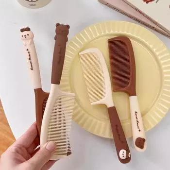 Парикмахерская расческа с мелкими зубцами, очаровательная, с милым рисунком, профессиональный аксессуар для красоты, смоляная расческа «Маленький кролик», расческа для студентов Bear бежевый