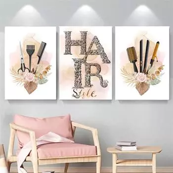 Парикмахерская Салон Прическа Клуб Настенная Живопись Холст Картины Скандинавские Плакаты И Принты Модные Картины Для Гостиной Девушка Декор 21x30cm No Framed