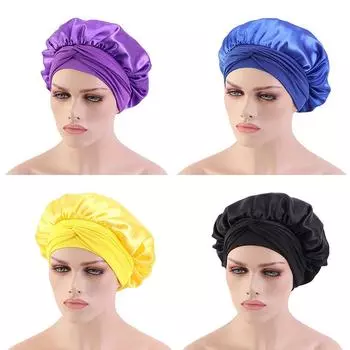 Парикмахерская шапочка с широким краем Ночной колпак Атласная шапочка для душа Лента для душа круглая шапочка из искусственного шелка Tam-O -Shanter 30cm жёлтый