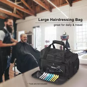 Парикмахерская сумка большой емкости для парикмахера, косметический органайзер, дорожная сумка для туалетных принадлежностей чёрный