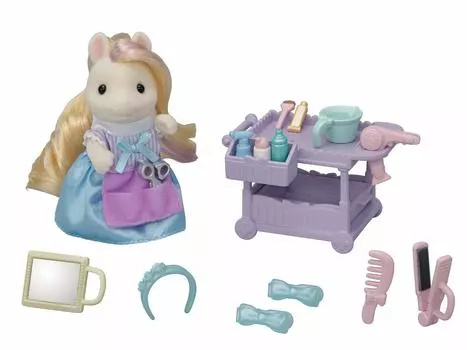 Парикмахерская Sylvanian Families Pony Hairdresser ST Mark Сертификация для детей от 3 лет и старше Игрушечный кукольный домик Sylvanian Families EPOCH [Стильный набор] Fu-15