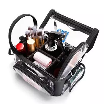 Парикмахерские косметички, вместительный рюкзак для салонного макияжа, парикмахерская коробка для хранения, прозрачная водонепроницаемая дорожная сумка чёрный