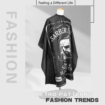 Парикмахерские накидки для стрижки волос Ретро-парикмахерский халат Антистатическая ткань для укладки волос Профессиональные принадлежности для парикмахерских салонов чёрный