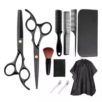 Парикмахерские ножницы, 6 дюймов, набор из 13 предметов из нержавеющей стали Like the picture чёрный