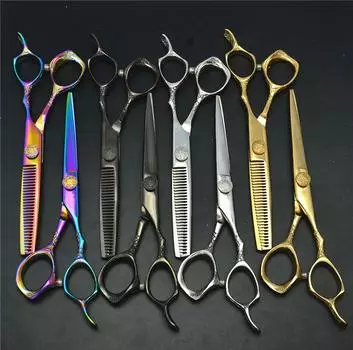Парикмахерские ножницы Дракон шаблон Дизайн Высокое качество Набор парикмахерских ножниц Like picture PU Set золотой
