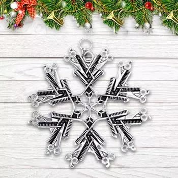 Парикмахерское украшение Yousheng, парикмахерская расческа и ножницы из сплава, снежинка, кулон, стилист, рождественский сувенир для салона красоты или украшения дерева 7.5cm 1pc