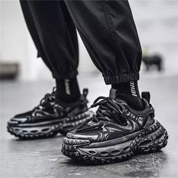 Paris dad shoes men s tire sole non-slip sneakers 2024 new trend street shot durian stone shoes men s shoes 39 чёрный