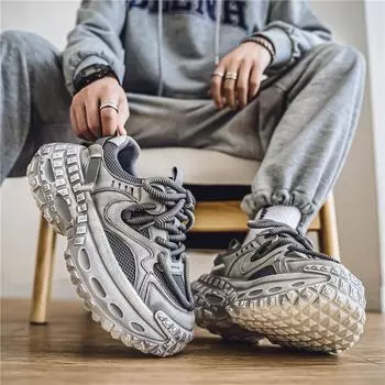 Paris dad shoes men s tire sole non-slip sneakers 2024 new trend street shot durian stone shoes men s shoes 39 чёрный