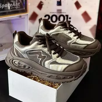 Paris dad shoes мужские туфли девятого поколения 2025 года новые повседневные спортивные туфли на толстой подошве модный бренд весна-осень 39 золотисто-коричневый