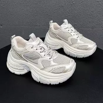 Paris old dad shoes women 2025 новые модные универсальные сетчатые дышащие нескользящие повседневные спортивные кроссовки 35 бежевый