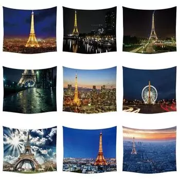 Париж Эйфелева башня Подвесной тканевый гобелен для украшения стен дома Гобелен для офиса Гостиная Гобелен 100x75cm