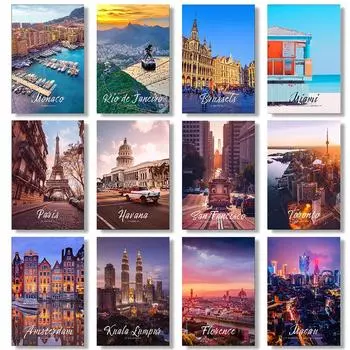 Париж Монако Дубай Вена Сидней Флоренция Торонто Москва Путешествия Холст Картина Плакат Настенное Искусство Домашний Декор Комнаты Украшение 21x30 No Frame