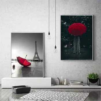 Париж плакат на скандинавскую тему черно-белый настенный художественный уличный красный девушка Bumbershoot велосипед печать на холсте домашний декор холст картина кухонный декор 21cm30cm NoFrame