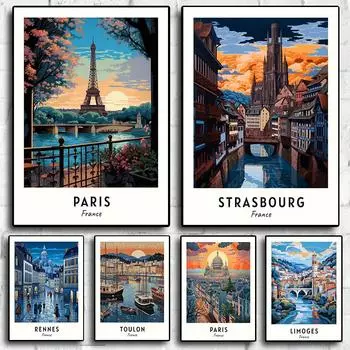 Париж Страсбург, скандинавский ретро-праздник, путешествия, городской туризм, плакаты для комнаты, живая картина на холсте, печать, домашний Настенный декор, фотографии 21x30cm No Frame