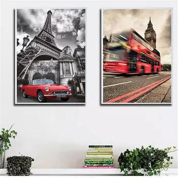 Парижская башня, минималистичный художественный холст, картина, городской пейзаж, постер, черно-белая настенная картина, принт, кофе, настенное искусство, домашний декор 21cm30cm NoFrame