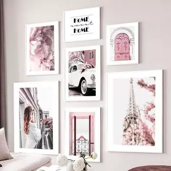 Парижская башня, пион, марокканская дверь, сексуальные девушки, настенная живопись на холсте, постеры на скандинавскую тему и принты, настенные панно для декора гостиной 21cm30cm NoFrame