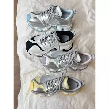 Парижская мода на платформе, подходящая по цвету, папины туфли, женская, 2025 года, ретро, универсальная, удобная, дышащая, повседневная спортивная обувь 35 фиолетовый