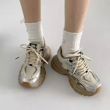 Парижская популярная обувь для ног демонстрирует туфли на платформе для папы, женская новинка 2025 года, легкая и дышащая спортивная обувь 35 шампанского