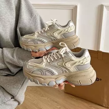 Парижская популярная обувь для ног демонстрирует туфли на платформе для папы, женская новинка 2025 года, легкая и дышащая спортивная обувь 35 шампанского