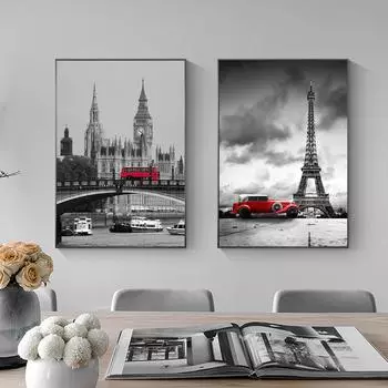 Парижский пейзаж, картина маслом, Эйфелева башня, постеры и принты, современное настенное искусство, украшение для гостиной, дома, безрамное 21cm30cm NoFrame
