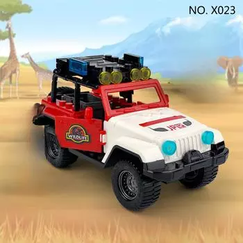 Парк дикой природы, патрульный автомобиль, строительные блоки, детские строительные блоки, игрушки