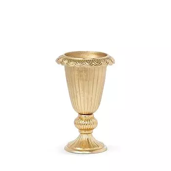 Park Hill Collection Classic Cast Aluminum Urn, 12-inch Height, Cast Aluminum, Gold, for Decorative Use, Home, Kitchen, Office, Living Room, Indoor