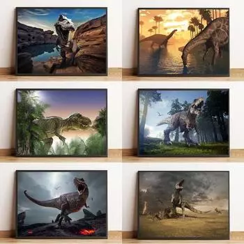 Парк Юрского Периода Плакат Динозавра Высокое Разрешение Печатный Холст Настенная Картина 21cm30cm NoFrame