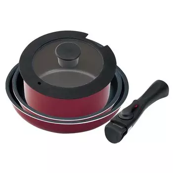 Park Lane Diamond Coated Frying IH Gas Fire 5 Piece Set Removable Compact Storage Frying Pan Pan, Compatible, Compatible, K-10028BR Antistick, Handle,
