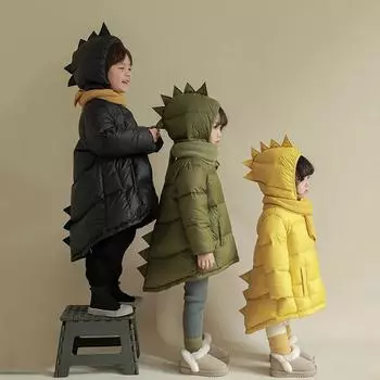 Парка для детей с динозаврами, пуховик, куртка, ветрозащитный, водонепроницаемый, утепленный, детский, теплый, зимний комбинезон для малышей, девочек и мальчиков, верхняя одежда 80cm бежевый