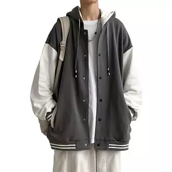 Parka Large Popular Winter Gray 4XL [Poperdision] Мужская толстовка, Модная, Размер, Куртка, Спортивная, С капюшоном, Стильная, Повседневная, Кардиган, Пальто,