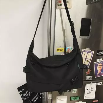 Парка в японском стиле большой вместимости, студенческая черная сумка кросс-боди Black without pendant