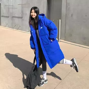Парка женская зимняя куртка женская 2022 новая однотонная зимняя новая свободная модная утолщенная хлопковая куртка с капюшоном S белый