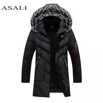 Парки Мужская зимняя куртка Длинное утепленное пальто Теплая хлопковая верхняя одежда с капюшоном Пальто Прямая поставка XL