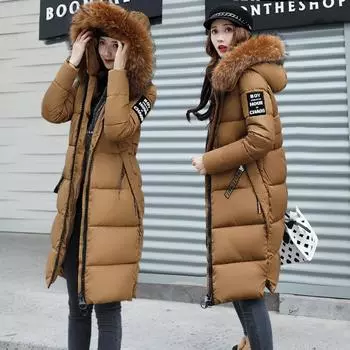 Parkas Mujer Invierno 2024 Новое утепленное пальто с капюшоном Женская куртка Длинные тонкие стеганые пальто из искусственного меха размера плюс 3XL LX834 M красный