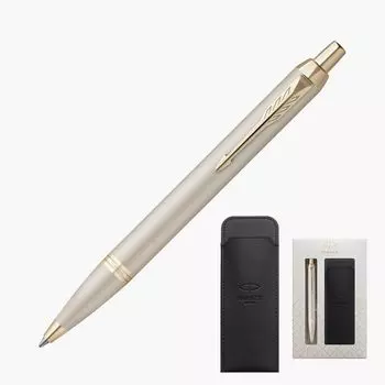 PARKER Ballpoint Pen IM Monochrome Champagne CHT Medium Point with Pen Sheath Gift Box Set Regular Import 2173273 V1d Oil-based