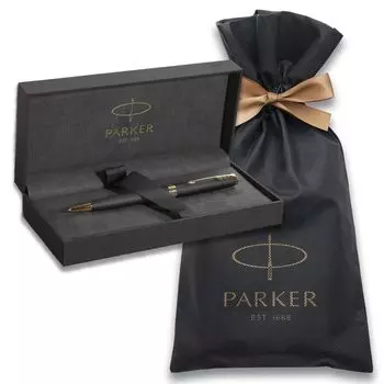 Шариковая ручка PARKER Sonnet Matte Black GT Medium Point Oily Wrapping Bag с логотипом бренда Подарочная коробка Подарок Роскошь Официальный Регулярный Импортный