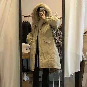 Parker Coat Big Fur Collar Jacket Women s Autumn and Winter Plus Size Thick Loose Mid-length Padded Jacket Padded Jacket XXXXL