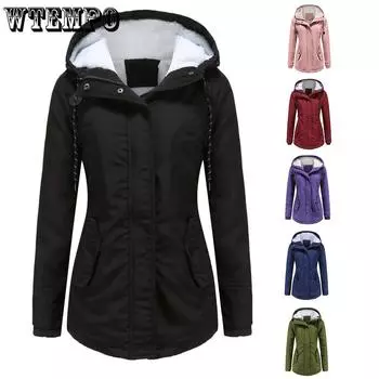 Parker Coat Женское осенне-зимнее пальто из овечьей шерсти и хлопка, утолщенная фланелевая хлопковая куртка, женская повседневная куртка с капюшоном S розовый