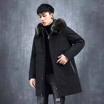 Parker мужское полушубок средней длины с подкладкой из меха кролика, зимнее пальто из американского енота, толстое L