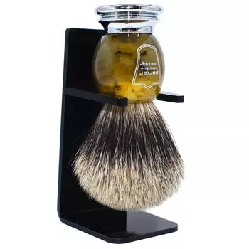 Parker Shaving Dense Foaming Badger Resin Dedicated Stand Barber Razor Brush, (Ручка из 100% волоса/мрамора), Включено, Бритье, Бритва,