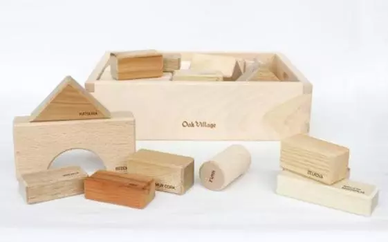 Паркетные строительные блоки на английском языке в качестве развивающей игрушки, а также отличная деревянная игрушка для празднования (Деревянная коробка) [Рекомендуемое рождение ребенка]